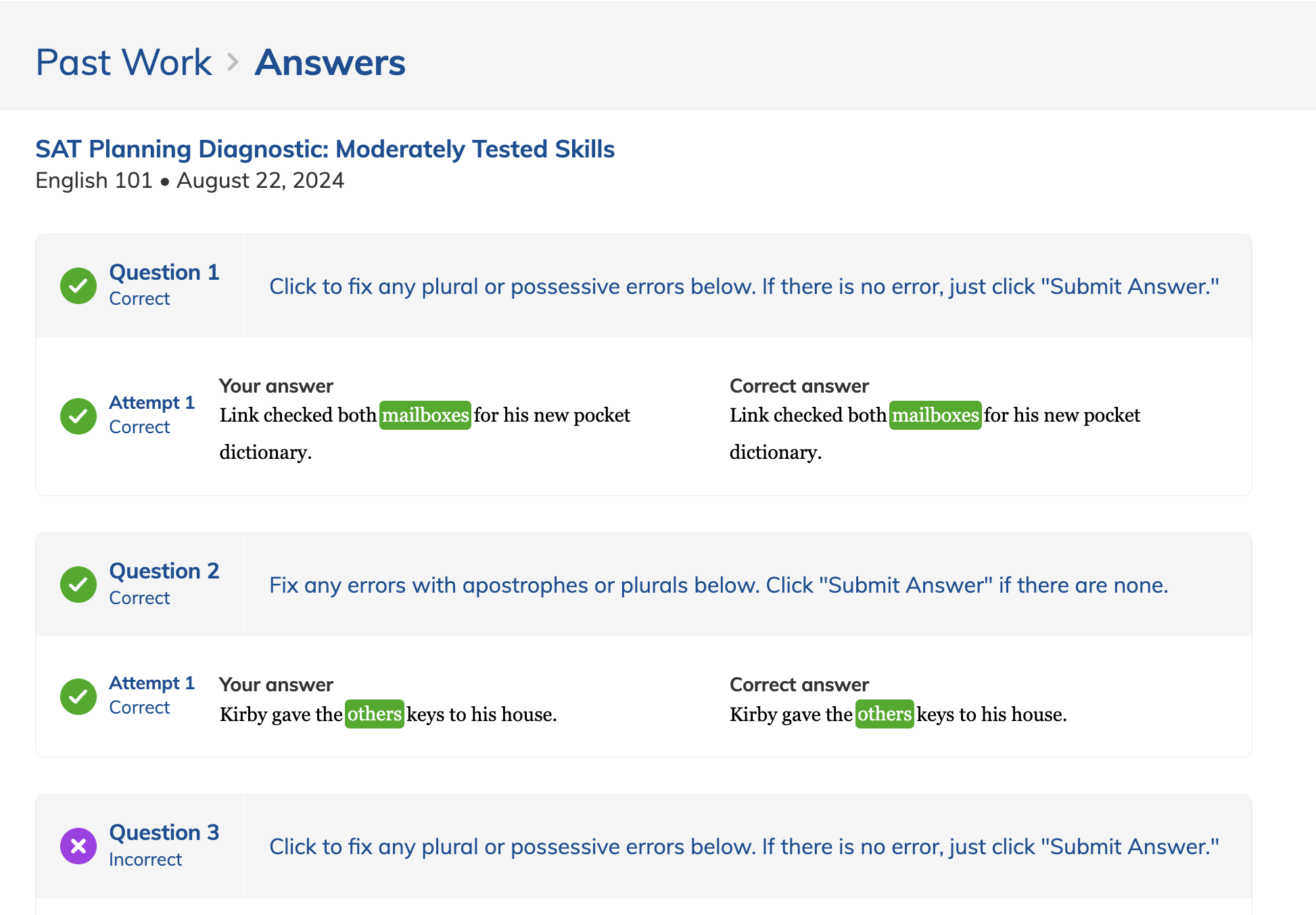 Student Experience: Planning Diagnostic – NoRedInk Help Center