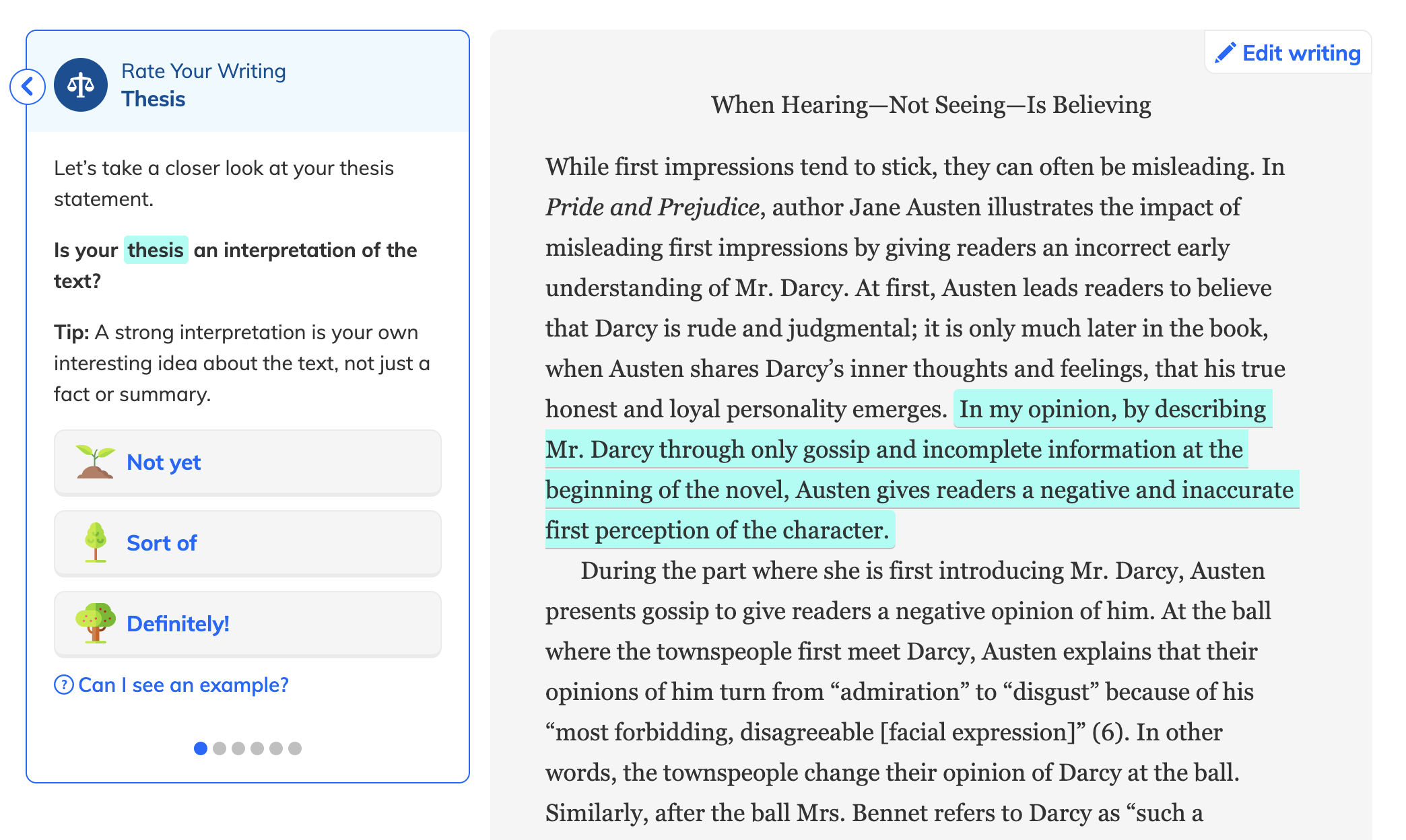 thesis statement literary analysis