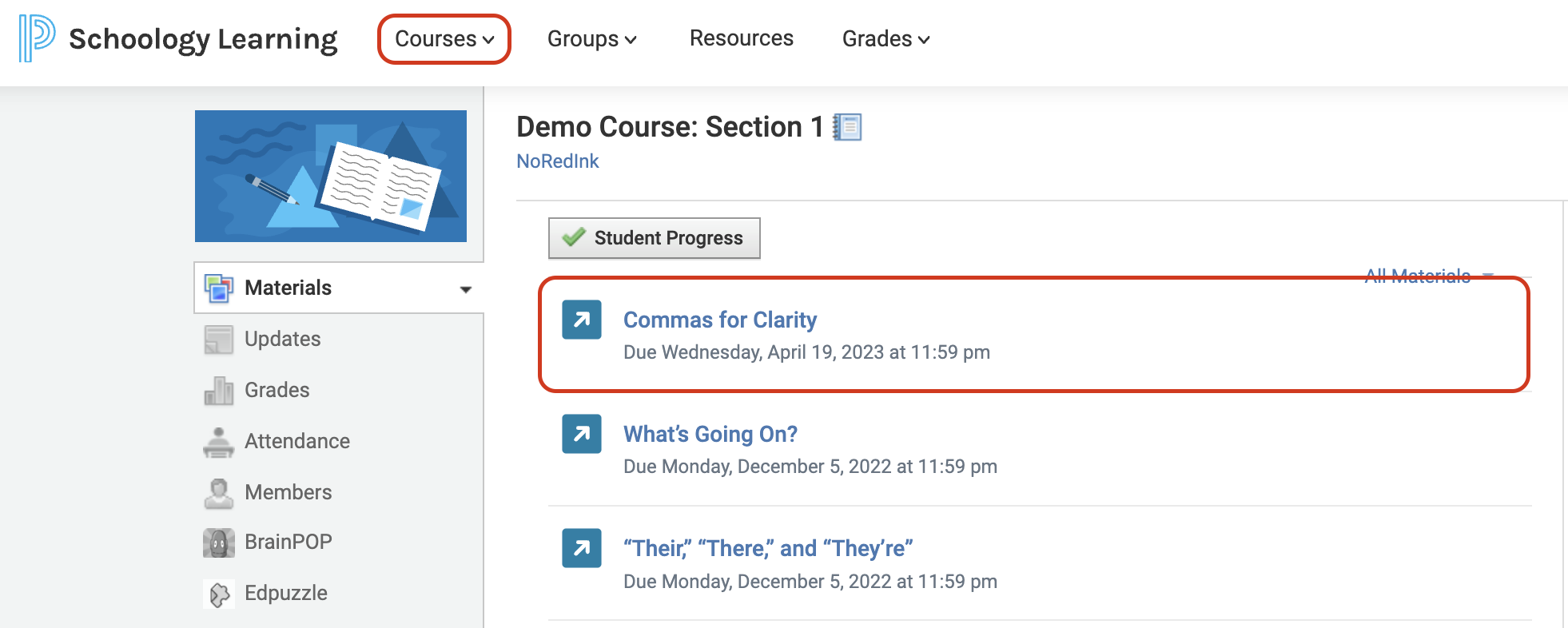 Join a Schoology-Synced Class – NoRedInk Help Center