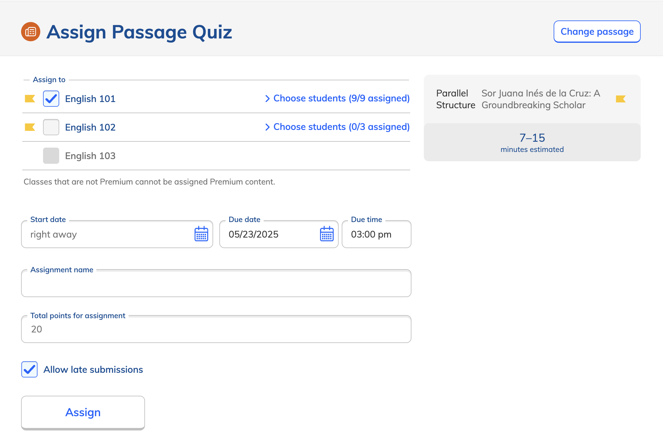 Final page of creating a Passage Quiz.png