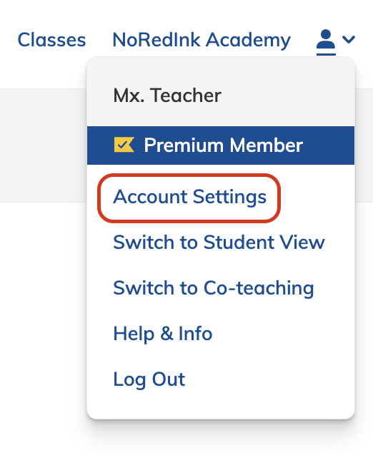 Account Settings for a teacher account.png