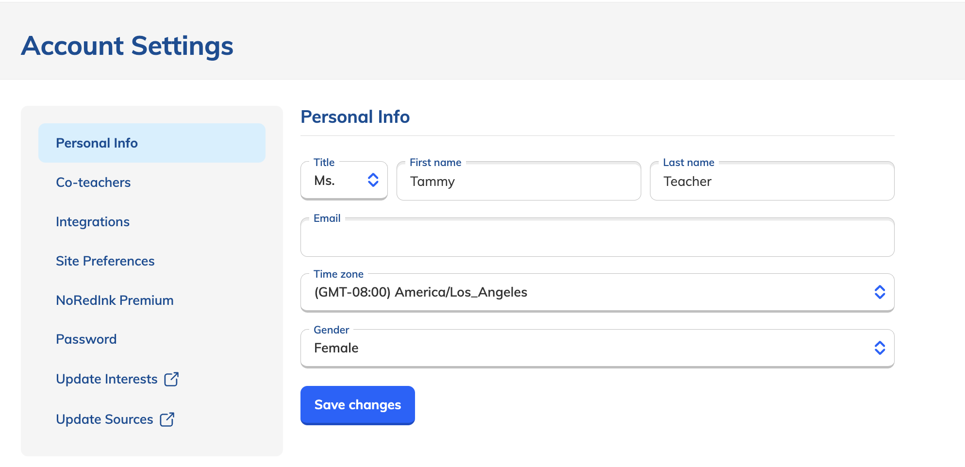 Personal Info section of the Account Settings.png