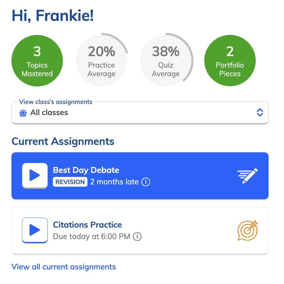 Student Dashboard active assignments.png