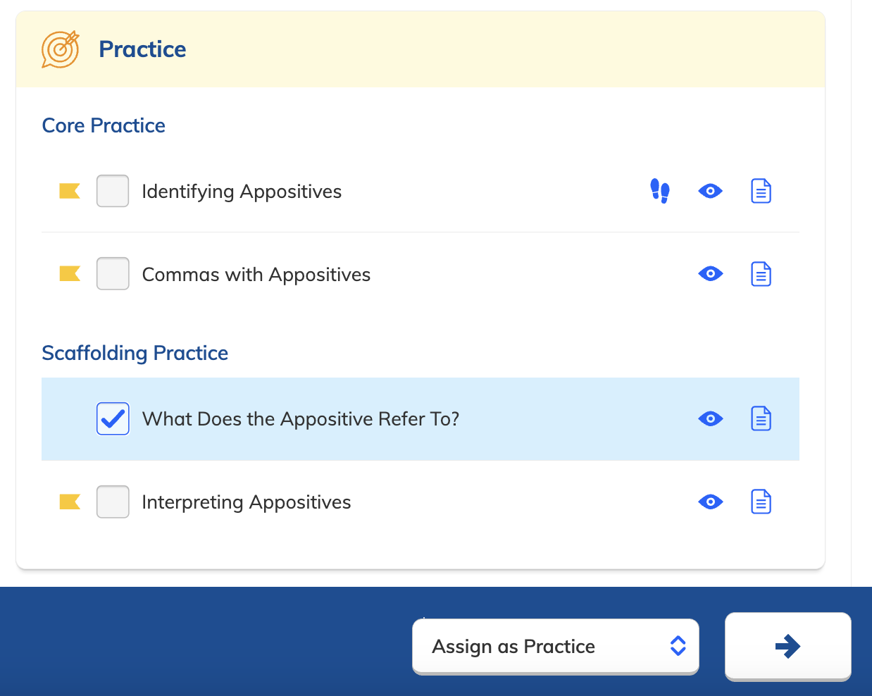 Select Practice topics from a module.png