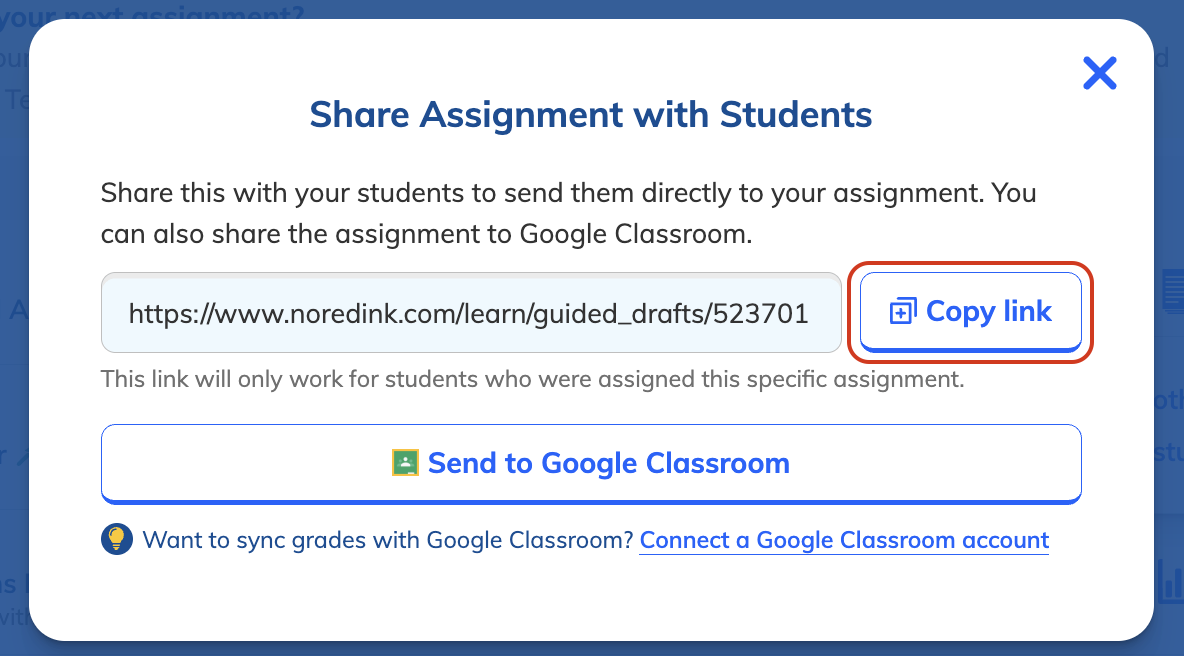 Copy link highlighted on share assignment window.png