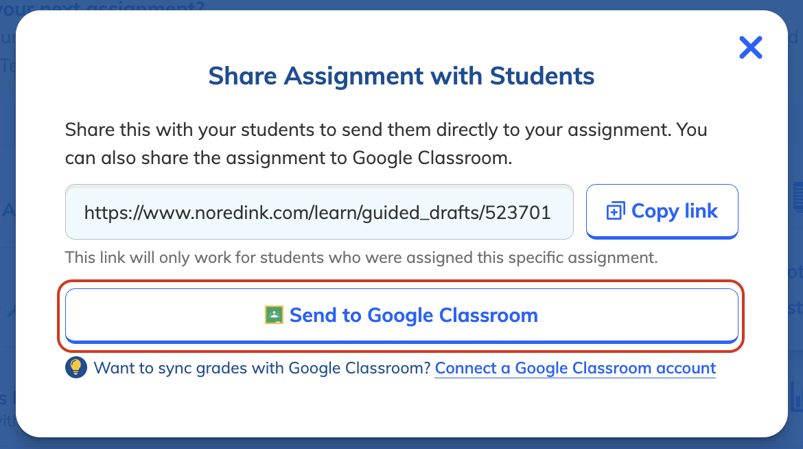 Send to Google Classroom highlighted on share assignment window.png