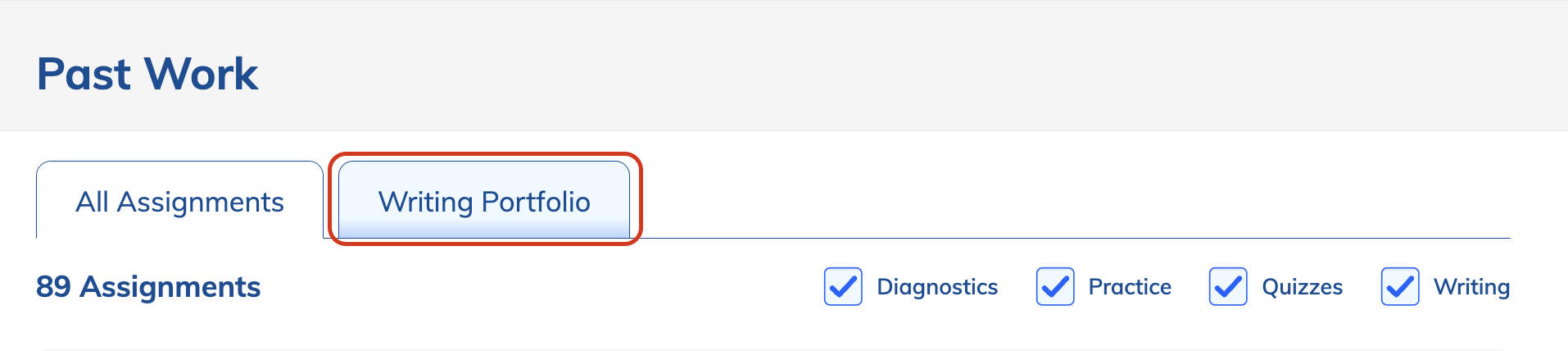Writing Portfolio tab on Past Work page.png