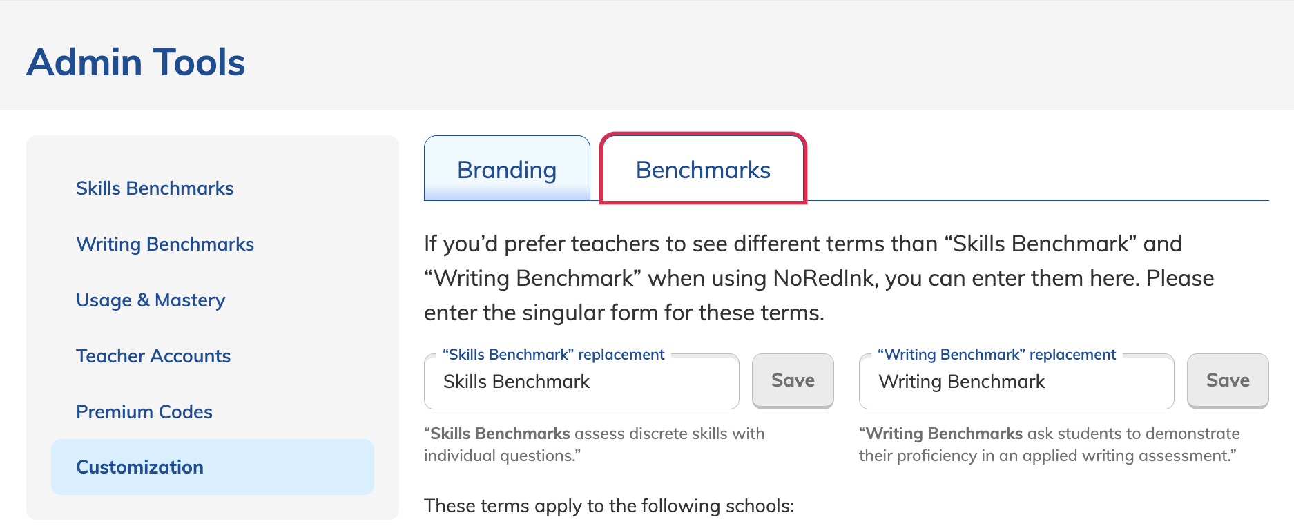 Benchmark tab in the Admin Tools.png