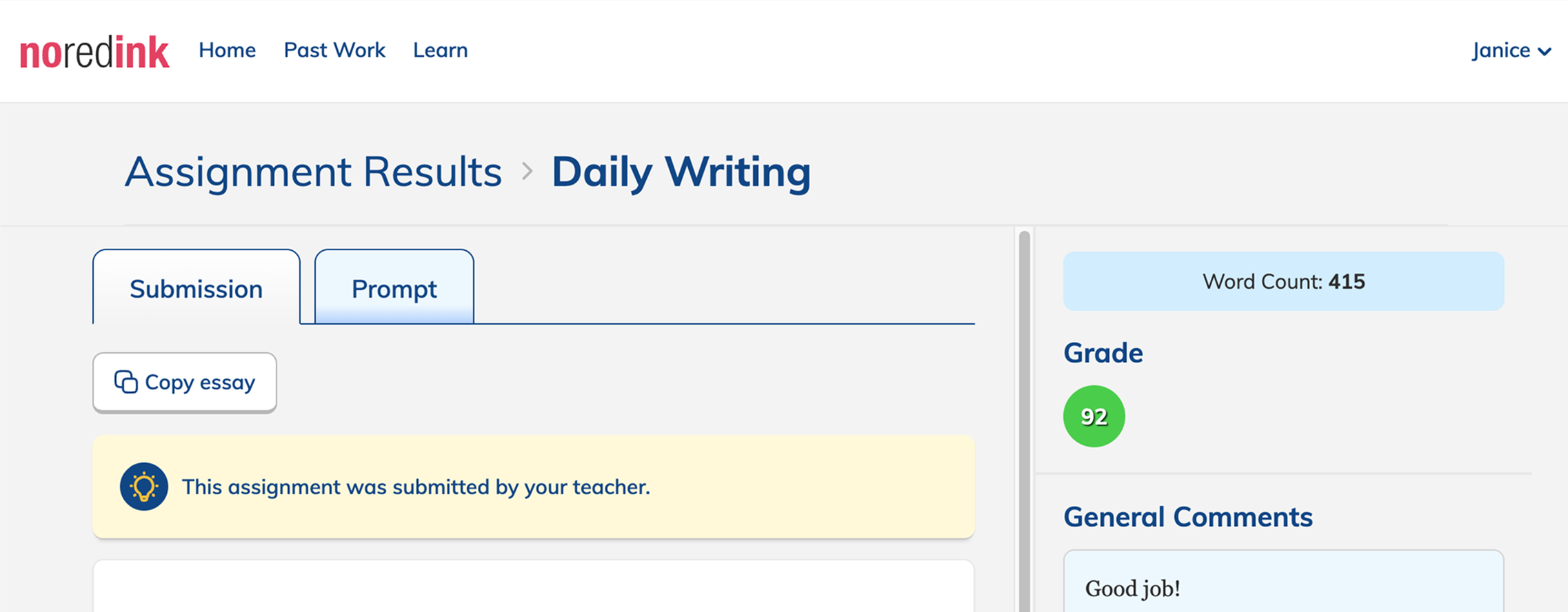 Submit assignments for students (Force Submit) – NoRedInk Help Center