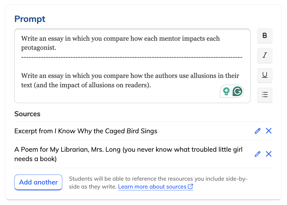 2 custom prompts and sources added to a writing assignment.png