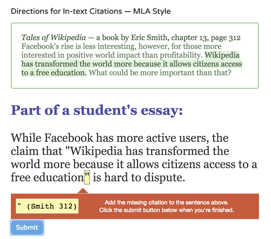 Mla citation an essay within a book